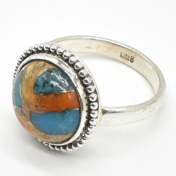 925 Sterling Silver Oyster Turquoise Ring, Size 7.25 - Picture 5 of 5